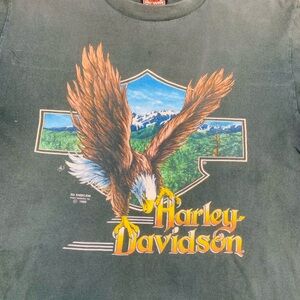 Harley-Davidson 1990 Dark Green Tee with Eagle Design